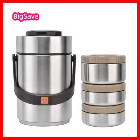 Portable Multi Layer Insulated Lunch Box 3 Layer Vacuum Insulated Barrel 2000ml 304 Stainless Steel