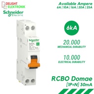 RCBO SLIM DOMAE SCHNEIDER 6A 10A 16A 20A 25A