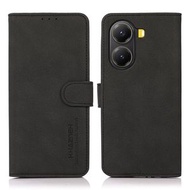 全城熱賣 - 適用於小米 Poco X7 Pro KHAZNEH 絨皮紋手機皮套（黑色）