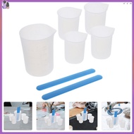 *ouxuanmei.sg  Resin Mixing Cup Kit Silicone Measuring Cups Crafts Making Tools Paint Stirring Rod Epoxy
