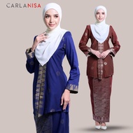 CARLANISA Seroja Kebaya Moden Labuh 36" Size Xs to 2xl Fabric Cotton Tenun Songket Bunga Tabur Set W