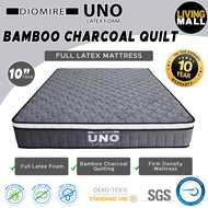 Living Mall Diomire UNO 10" Mattress - Full Latex Foam w/ Bamboo Charcoal Quilting - All Sizes