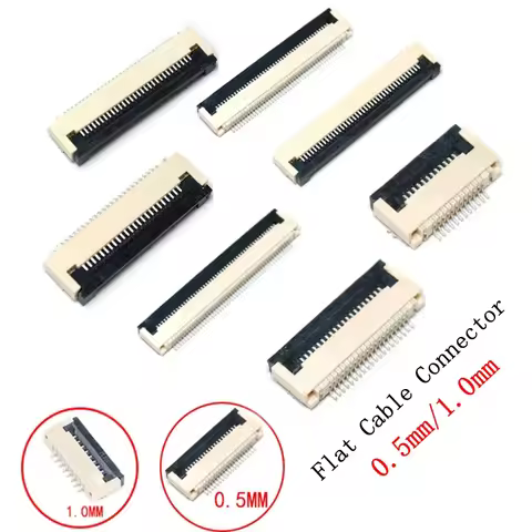 10pcs 0.5mm/1.0mm Pitch Under Clamshell Socket FPC FFC Flat Cable Connector 4P 5P 6P 8P 10P 12P 14P