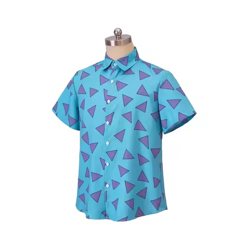 Summer Clothing Styling Is Cool and Refreshing Men's Casual Triangle Printed Button Down Shirt 90's 