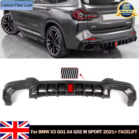 For BMW X3 G01 LCI M Sport 2022 Rear Lip Splitter Spoiler Bodykit Gloss Black Carbon Look Diffuser L