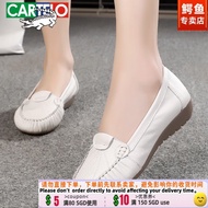 KY/🏅Cartelo Crocodile（CARTELO）Spring and Summer Authentic Leather Mom Shoes Flat Bottom Comfort Pump