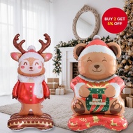 1 Piece 59 Inch Standing Base Christmas Elk Bear Tree Car Shaped Balloons Xmas Home Decor
