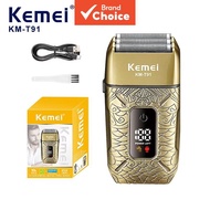 Kemei KM-T91 Retro Cordless Electric Shaver, 7000RPM High Speed Stainless Steel 3 Blades, IPX6 Water