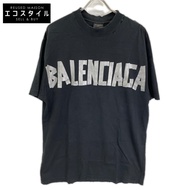 Balenciaga 739784 男女通用 24 年黑色 Tova9 膠帶標誌 T 卹 XXS [二手]
