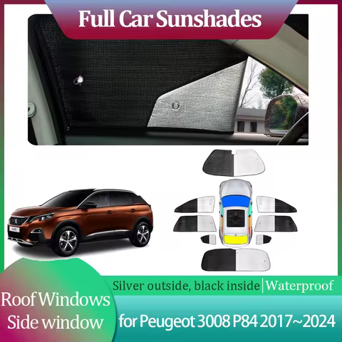 Car Sunshades for Peugeot 3008 P84 Hybrid4 2017~2024 Side Windshield Curtain Roof Windows Sun Visor 
