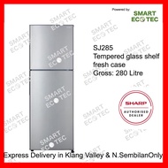 SHARP 280L 2 DOOR REFRIGERATOR, SJ285MSS AG CU NANO DEODORISER FRIDGE PETI SEJUK PETI AIS