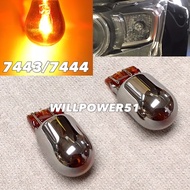 2pcs T20 7443 7444NA 7443LL Chrome Plated Bulb Silver Plated Bulb Amber Reversing Light Direction Li