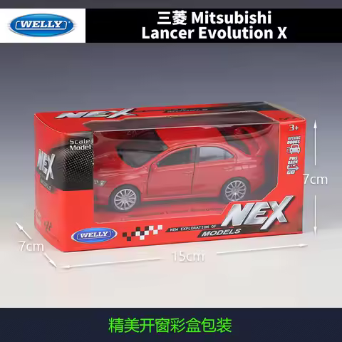 WELLY 1:36 Mitsubishi Lancer Evolution X Alloy Pull Back Toys Car Model Vehicles