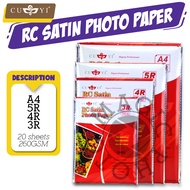 Magic photo CUYI RC Satin Photo Paper 260gsm A4 , 5R , 4R , 3R Size (20 Sheets / pack)