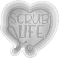 Scrub Life Nurse Heart Stethoscope Freshie Silicone Mold for Scented Aroma Beads 3.8” T x 3.9” W x 0