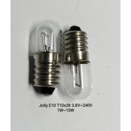 [2PCS]JOLLY E10 T10X28 18V 1W/2W, 24V 1W/2W/5W/10W, 28V 1W/2W/5W, 30V 1W/2W, 48V 2W, 50V 2W FILAMNET