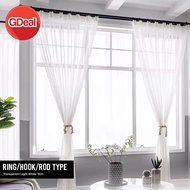 GDeal Ring/Hook/Rod Type Tulle Sheer Curtains Home Decor Curtain Window Transparent White Yarn