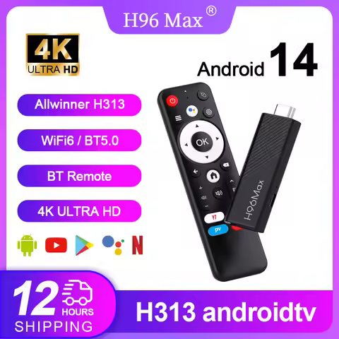 H96 MAX H313 TV Stick Allwinner H313 Quad Core mini smart TV BOX 4K Wifi6 BT5.0 Google voice assista