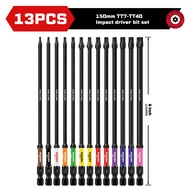 Geinxurn Impact Security Torx Screwdriver Bits Set 1”/2”/3”/6” Magnetic (TT7-TT40) Long Extension S2