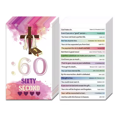 100 Pcs 60 Second Gospel Prayer Cards - Christian Inspirational Bible Verse Bookmark Gifts, Good Luc