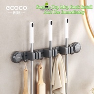 BestDeal ECOCO High Suction Cup Mop Holder No Drill Home Bathroom Multiple Mop Holder with Hooks Sea