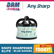 Official Distributor | NEW! AnySharp Safer Hands-Free Knife Sharpener, Elite - Blue Daisies