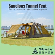 Hill Stone Spacious Tunnel Tent Outdoor Camping Flysheet Double Layer Big Large Waterproof Rainproof