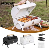 UPLUCKEY BBQ Grill, Dual Side Multifunctional Barbeque Stove, Portable Folding Barbecue Tools Campin
