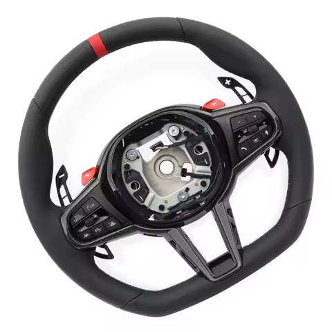 CS Leather Car Steering With Wheel M1M2 Button For G/F Series G20 G21 G30 G80 G82 G42 M4 F82 M5 F90 