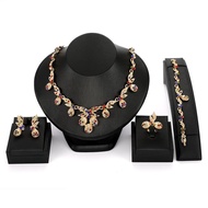 Jewelry Seven-Color Fashion Set Cross-Border Earrings Necklace Creative Four-Piece Set Jewelry Europ