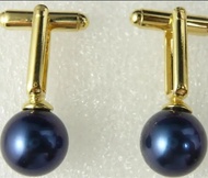 Rzkrnmshzw9 Butons De Manchette En Perles De Coquillage Bleu Plaqué หรือ,12Mm,À La Mode
