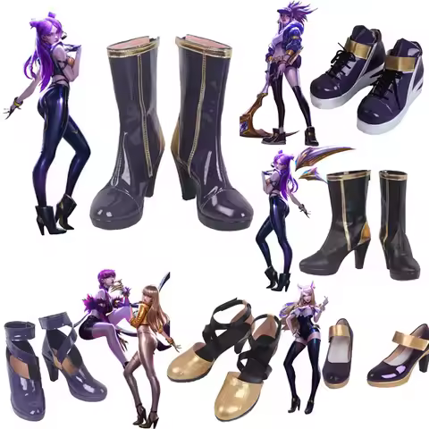 LOL KDA Boot Ahri Kaisa Evelynn Akali Cosplay Shoes Men AND Women Artificial Leather Boots Halloween