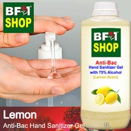 Anti Bacterial Hand Sanitizer Gel with 75% Alcohol  - Lemon Anti Bacterial Hand Sanitizer Gel - 1L