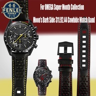21mm Soft Cowhide Leather Watch band For Omega Super Moon Dark Side Apollo 8 Series Men's 311.92 Wat