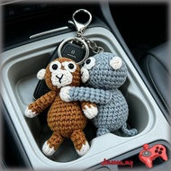 AMOONA Cute Hand Crocheted Monkey Key Holder Keychain Suitable For Motorcycles Key And Backpack Purs