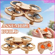 TARSUR Wooden Drone Model Kit, Remote Control Hand-Built Assembly DIY Wooden Assembly RC Drone Kit, 