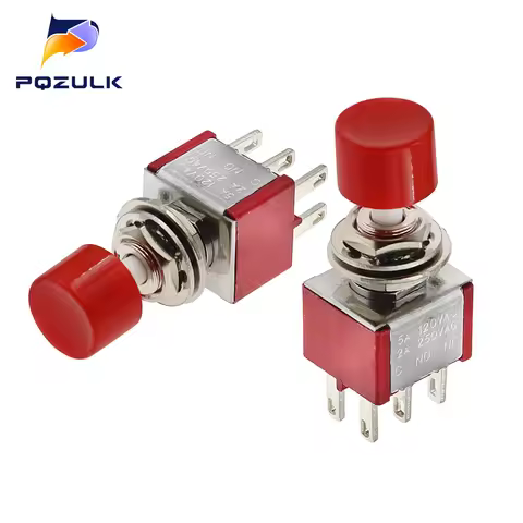 5PCS 10PCS PS-202 Mini 6MM 6Pin SPDT DPDT Momentary Push Button Switch 2A 250VAC 5A 120VAC Toggle Sw