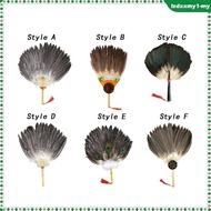 [ Ancient Chinese Feather Fan Traditional Feather Handheld Fan Women
