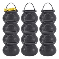 12Pcs Mini Black Cauldron with Handle Halloween Mini Witch Cauldron Halloween Pot Candy Holder for H