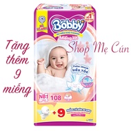 [Tặng thêm 6 miếng tã mở 1 bên ] Miếng lót sơ sinh Bobby NB1 - 108 cho bé