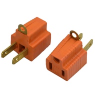 3 Prong to 2 Prong Adapter Plug, 15A 125V, Orange- Grounding Adapter