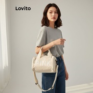 Lovito Beg Bahu Kecil Sporty Cetakan Huruf Tahan Lasak untuk Pickleball Wanita LFA63077