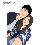 Customized Portrait illustration | Wallpaper Art | Aesthetic illustration art | Lukisan portrait | 插