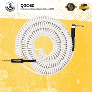 SONICAKE QGC-50 Instrument Coiled Cable 32Feet/10M  (1/4 Right Angle to Straight) (White)