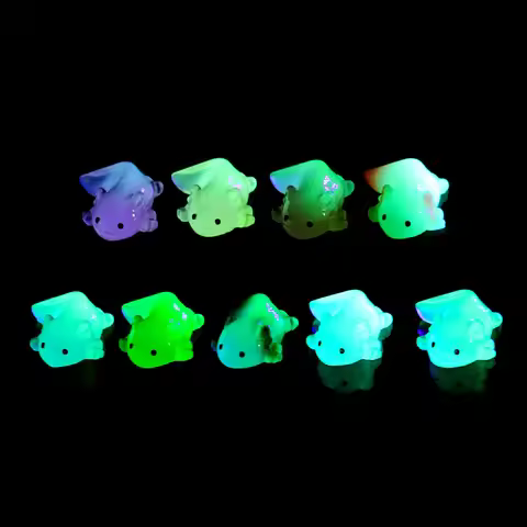9PCS Luminous Axolotl Miniatures Fairy Garden DIY Mini Newts Paludarium/aquarium Decoration Accessor