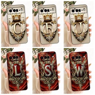 6.7'' Case Google Pixel 6 Pro Cover Luxury Crown A-Z Letters 2D Flat Pattern Soft Casing GLUOG G8VOU