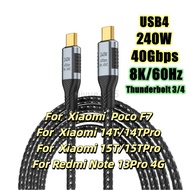 USB 4.0 Data Cable 240w Fast Charging Cable 40G High-speed 8K60Hz Screen Projection Full Function Ty