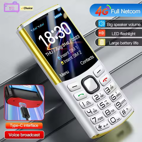 I78 4G Mini Button Phone 1.77 Inch Dual SIM Card Voice King LED Flashlight Loudspeaker Type-C Multim