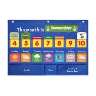 Kids Calendar First Weekly Calendar Children Date Weather Cognitive Pocket Chart Toys Hanging Bag
