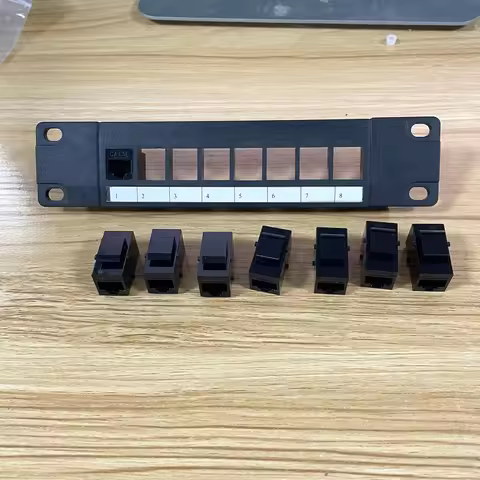 8-Port CAT5e Shielded Patch Panel RJ45 10G Ready Plastic Housing Color-Coded Labeling for T568A and 